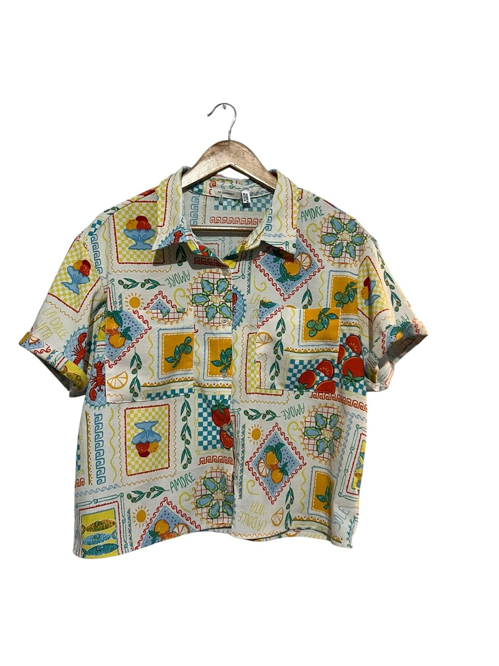 No Comment XL Short Sleeve Printed Camp Shirt Printed